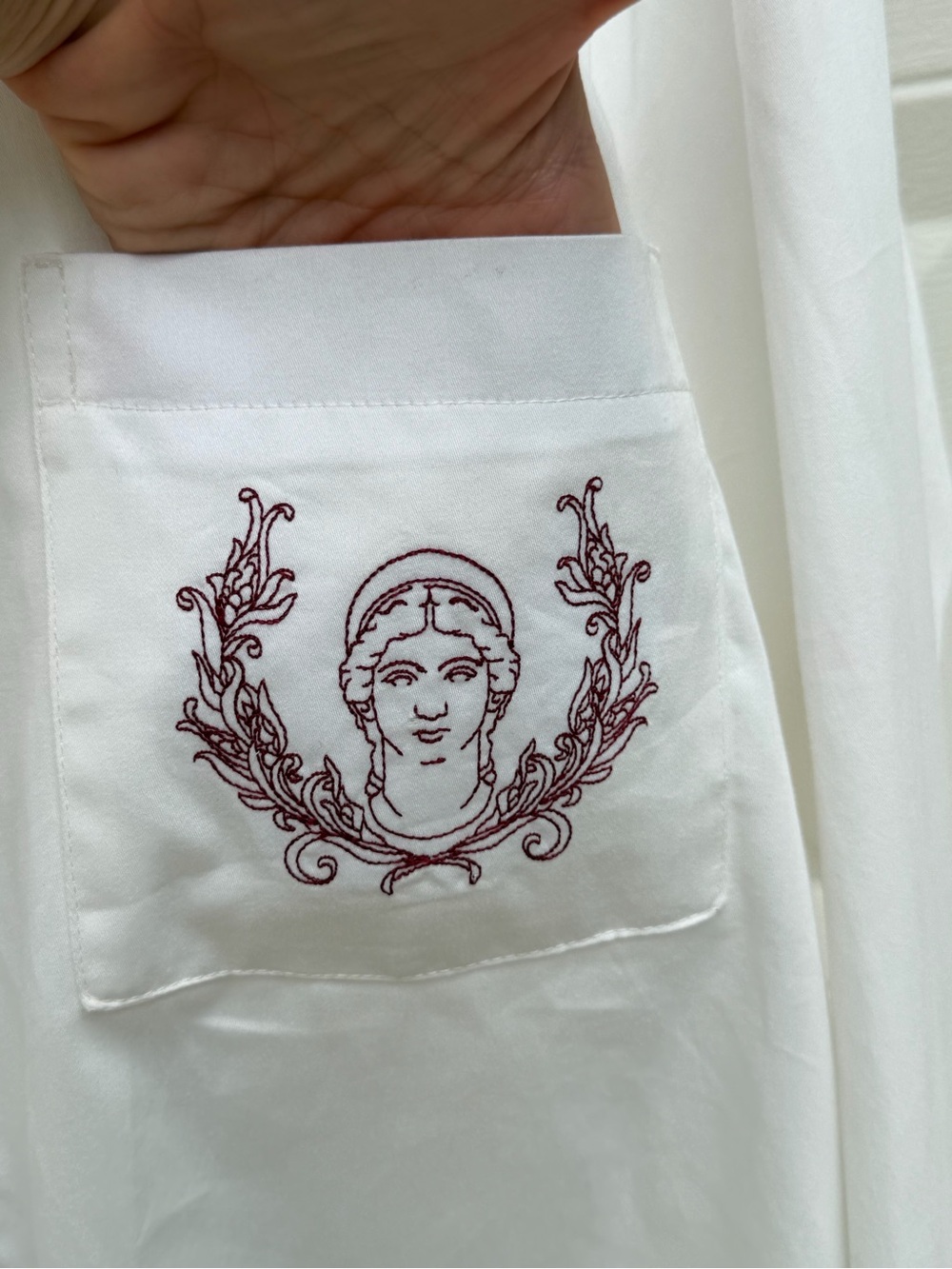 Hara White Organic Cotton Embroidered Goddess Button Down Tunic Shirt L NWT - Picture 16 of 17